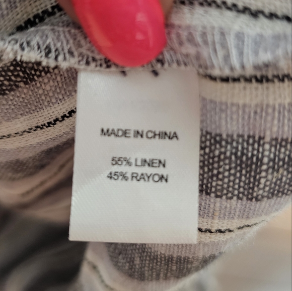 DREW Striped Morgan Tie Wrap Linen Blend Dress - Picture 7 of 11